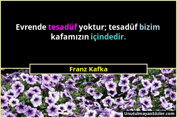 Franz Kafka - Evrende tesadüf yoktur; tesadüf bizim kafamızın içindedir....