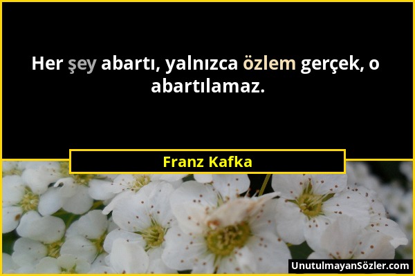 Franz Kafka - Her şey abartı, yalnızca özlem gerçek, o abartılamaz....