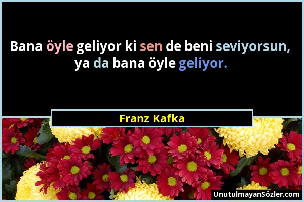 Franz Kafka - Bana öyle geliyor ki sen de beni seviyorsun, ya da bana öyle geliyor....
