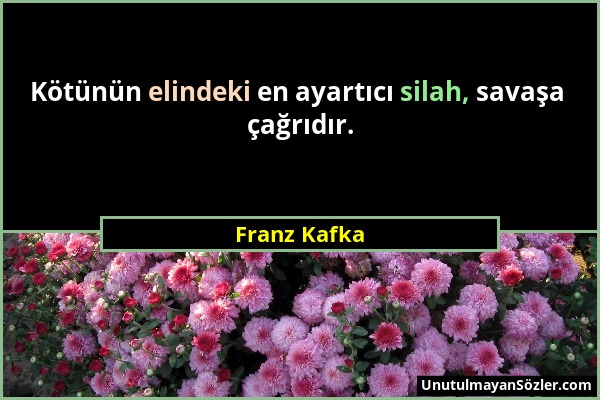 Franz Kafka - Kötünün elindeki en ayartıcı silah, savaşa çağrıdır....