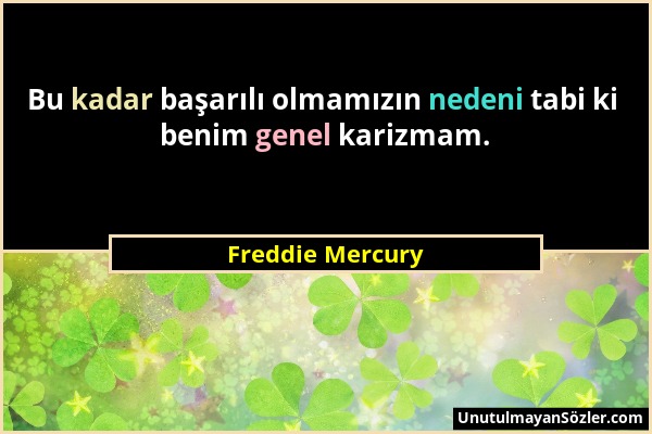 Freddie Mercury - Bu kadar başarılı olmamızın nedeni tabi ki benim genel karizmam....