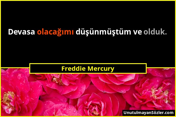 Freddie Mercury - Devasa olacağımı düşünmüştüm ve olduk....