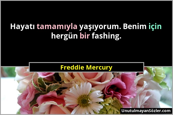 Freddie Mercury - Hayatı tamamıyla yaşıyorum. Benim için hergün bir fashing....