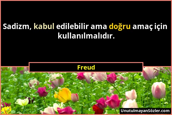 Freud - Sadizm, kabul edilebilir ama doğru amaç için kullanılmalıdır....