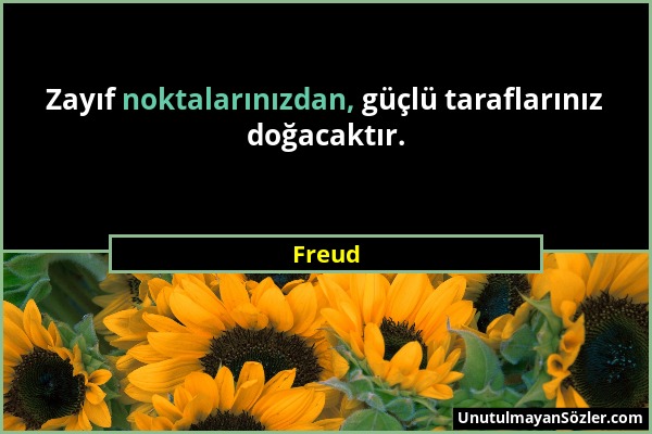 Freud - Zayıf noktalarınızdan, güçlü taraflarınız doğacaktır....