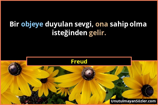 Freud - Bir objeye duyulan sevgi, ona sahip olma isteğinden gelir....