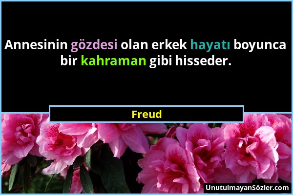 Freud - Annesinin gözdesi olan erkek hayatı boyunca bir kahraman gibi hisseder....