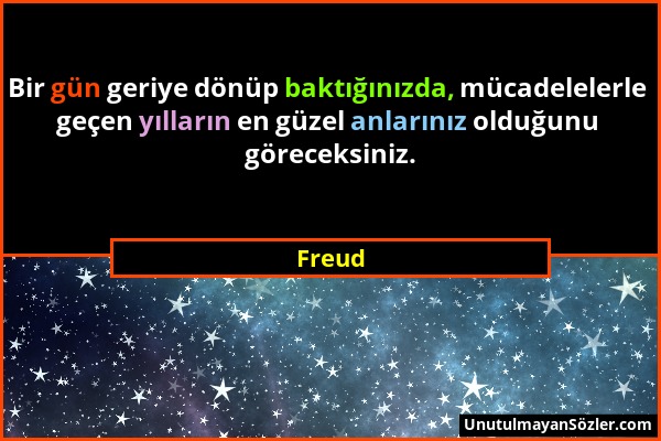 Freud - Bir gün geriye dönüp baktığınızda, mücadelelerle geçen yılların en güzel anlarınız olduğunu göreceksiniz....