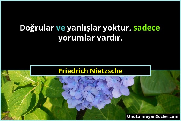 Friedrich Nietzsche - Doğrular ve yanlışlar yoktur, sadece yorumlar vardır....