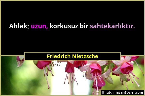 Friedrich Nietzsche - Ahlak; uzun, korkusuz bir sahtekarlıktır....
