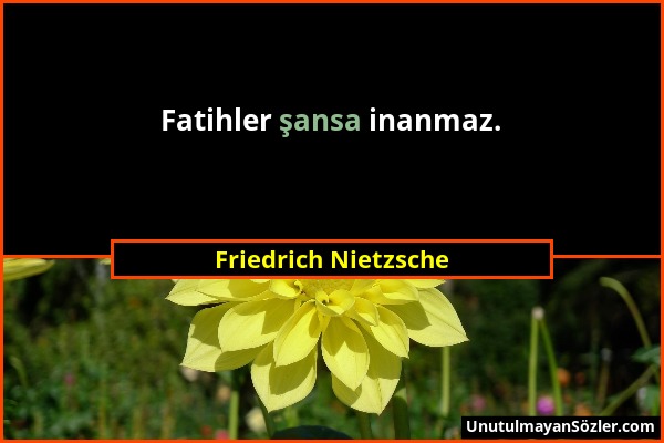 Friedrich Nietzsche - Fatihler şansa inanmaz....