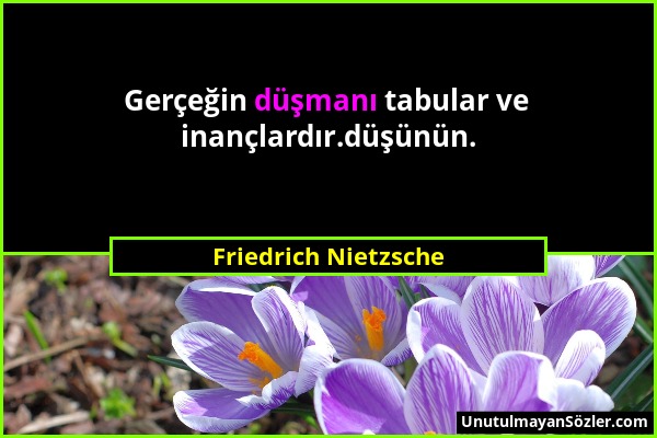 Friedrich Nietzsche - Gerçeğin düşmanı tabular ve inançlardır.düşünün....