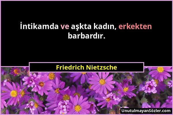 Friedrich Nietzsche - İntikamda ve aşkta kadın, erkekten barbardır....