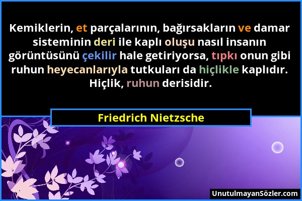 Friedrich Nietzsche - Kemiklerin, et parçalarının, bağırsakların ve damar sisteminin deri ile kaplı oluşu nasıl insanın görüntüsünü çekilir hale getir...