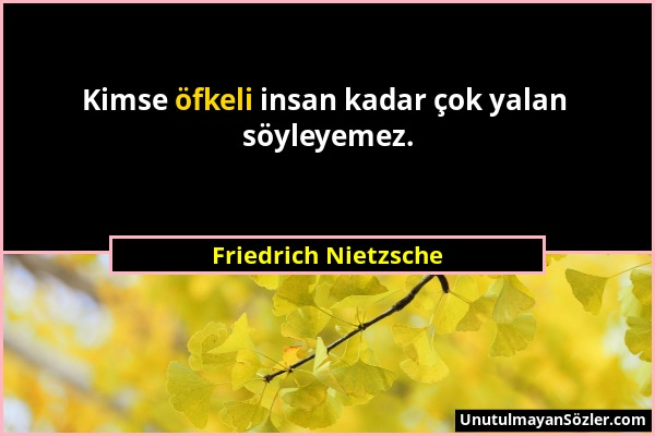 Friedrich Nietzsche - Kimse öfkeli insan kadar çok yalan söyleyemez....