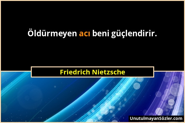 Friedrich Nietzsche - Öldürmeyen acı beni güçlendirir....