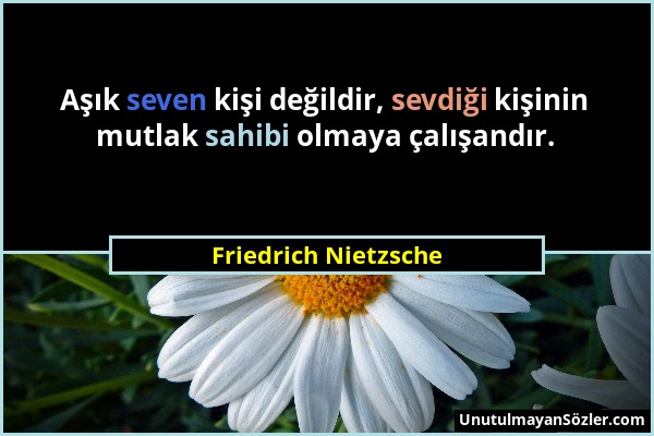 Friedrich Nietzsche - Aşık seven kişi değildir, sevdiği kişinin mutlak sahibi olmaya çalışandır....