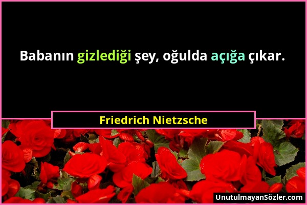 Friedrich Nietzsche - Babanın gizlediği şey, oğulda açığa çıkar....