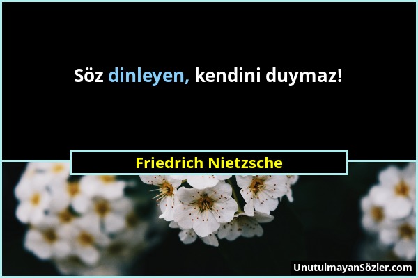 Friedrich Nietzsche - Söz dinleyen, kendini duymaz!...