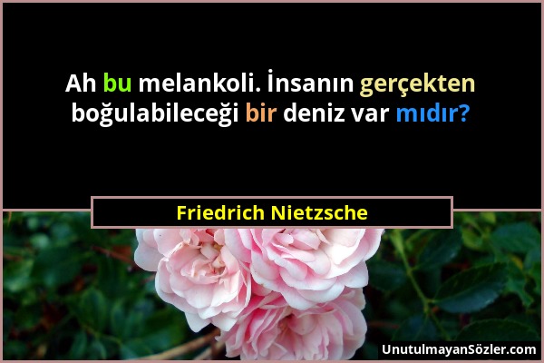 Friedrich Nietzsche - Ah bu melankoli. İnsanın gerçekten boğulabileceği bir deniz var mıdır?...