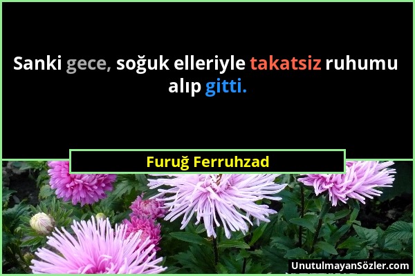 Furuğ Ferruhzad - Sanki gece, soğuk elleriyle takatsiz ruhumu alıp gitti....