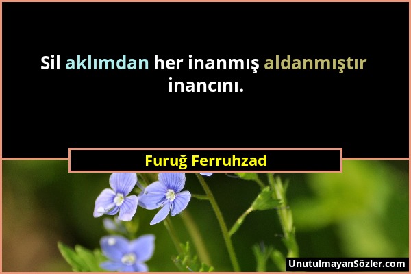 Furuğ Ferruhzad - Sil aklımdan her inanmış aldanmıştır inancını....