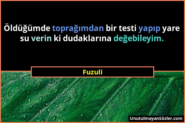 Fuzuli - Öldüğümde toprağımdan bir testi yapıp yare su verin ki dudaklarına değebileyim....