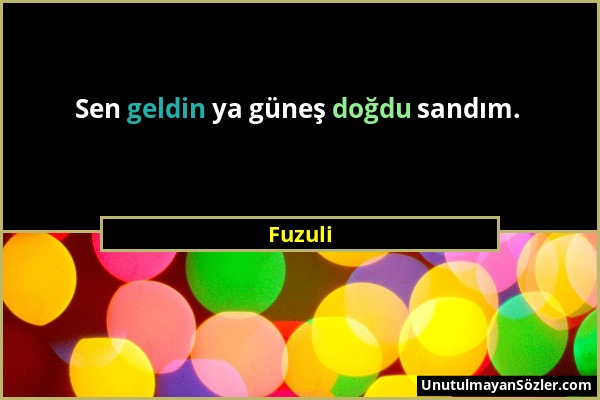 Fuzuli - Sen geldin ya güneş doğdu sandım....