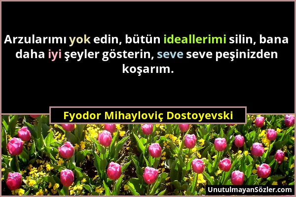Fyodor Mihayloviç Dostoyevski - Arzularımı yok edin, bütün ideallerimi silin, bana daha iyi şeyler gösterin, seve seve peşinizden koşarım....