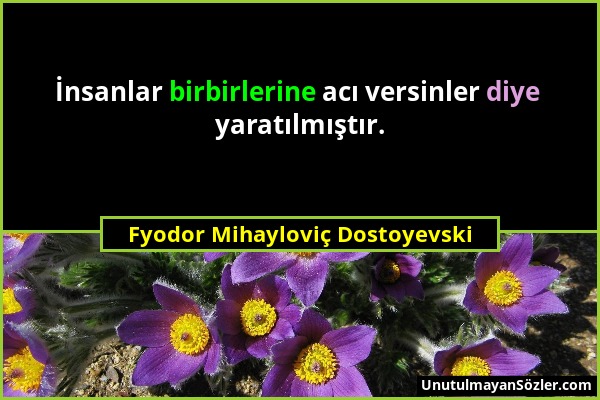 Fyodor Mihayloviç Dostoyevski - İnsanlar birbirlerine acı versinler diye yaratılmıştır....