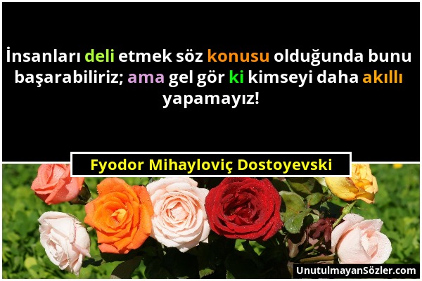 Fyodor Mihayloviç Dostoyevski - İnsanları deli etmek söz konusu olduğunda bunu başarabiliriz; ama gel gör ki kimseyi daha akıllı yapamayız!...