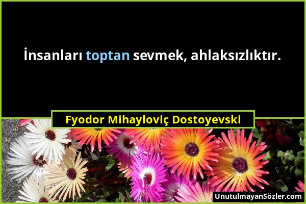 Fyodor Mihayloviç Dostoyevski - İnsanları toptan sevmek, ahlaksızlıktır....
