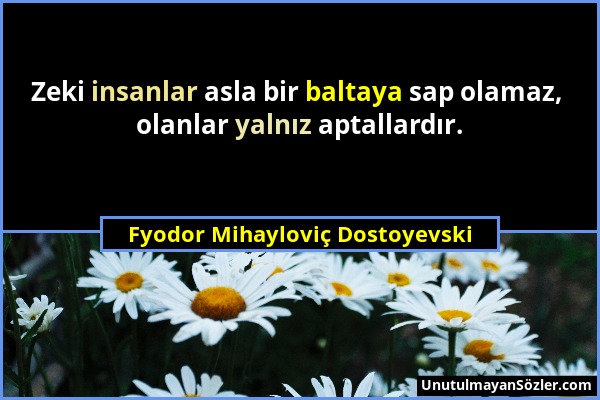 Fyodor Mihayloviç Dostoyevski - Zeki insanlar asla bir baltaya sap olamaz, olanlar yalnız aptallardır....