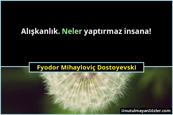 Fyodor Mihayloviç Dostoyevski - Alışkanlık. Neler yaptırmaz insana!...