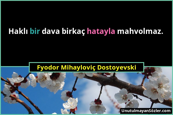 Fyodor Mihayloviç Dostoyevski - Haklı bir dava birkaç hatayla mahvolmaz....