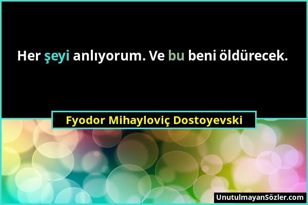 Fyodor Mihayloviç Dostoyevski - Her şeyi anlıyorum. Ve bu beni öldürecek....