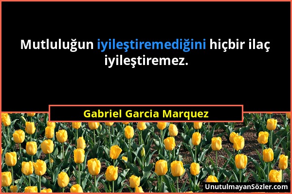 Gabriel Garcia Marquez - Mutluluğun iyileştiremediğini hiçbir ilaç iyileştiremez....