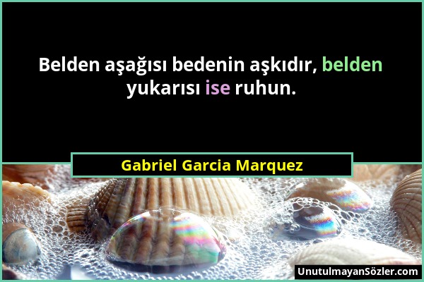 Gabriel Garcia Marquez - Belden aşağısı bedenin aşkıdır, belden yukarısı ise ruhun....