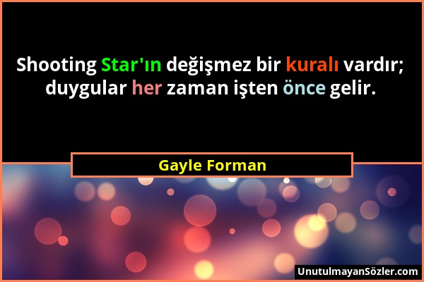 Gayle Forman - Shooting Star'ın değişmez bir kuralı vardır; duygular her zaman işten önce gelir....