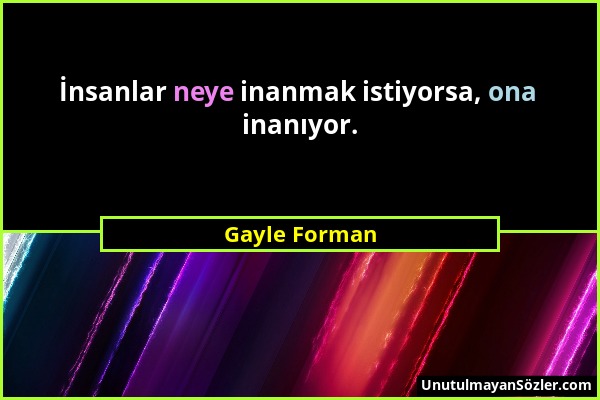 Gayle Forman - İnsanlar neye inanmak istiyorsa, ona inanıyor....