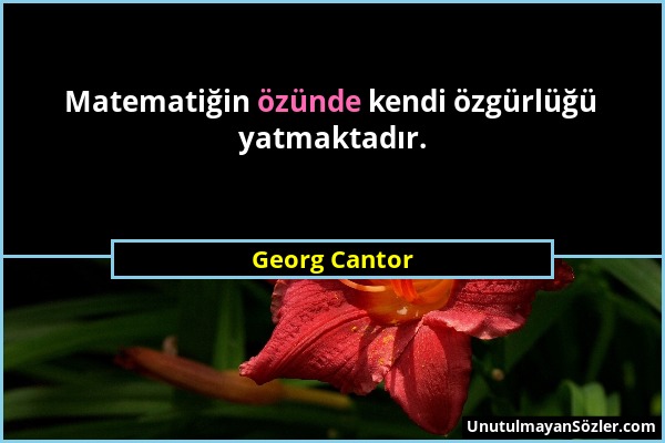 Georg Cantor - Matematiğin özünde kendi özgürlüğü yatmaktadır....