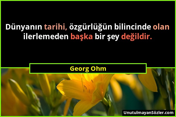 Georg Ohm - Dünyanın tarihi, özgürlüğün bilincinde olan ilerlemeden başka bir şey değildir....