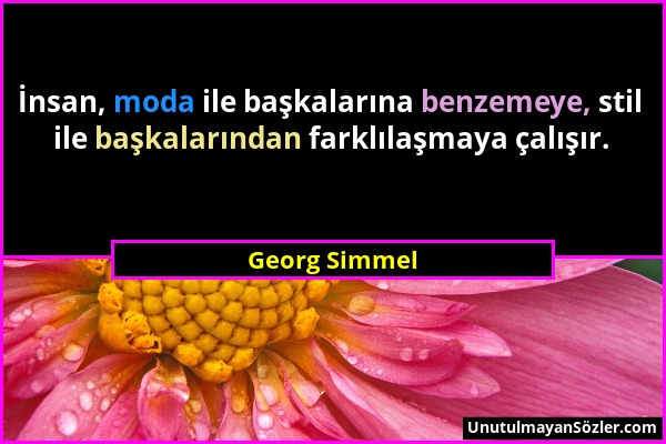 Georg Simmel - İnsan, moda ile başkalarına benzemeye, stil ile başkalarından farklılaşmaya çalışır....