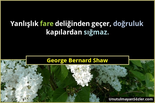 George Bernard Shaw - Yanlışlık fare deliğinden geçer, doğruluk kapılardan sığmaz....