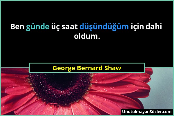 George Bernard Shaw - Ben günde üç saat düşündüğüm için dahi oldum....