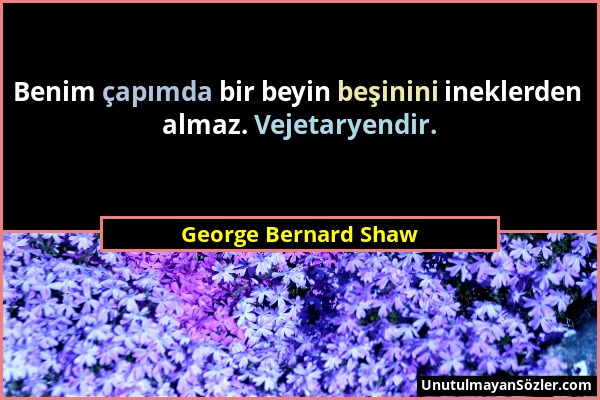 George Bernard Shaw - Benim çapımda bir beyin beşinini ineklerden almaz. Vejetaryendir....