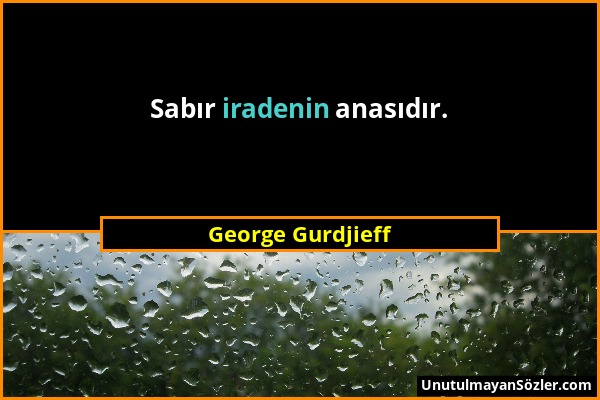 George Gurdjieff - Sabır iradenin anasıdır....