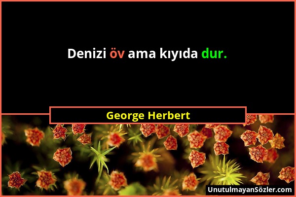 George Herbert - Denizi öv ama kıyıda dur....