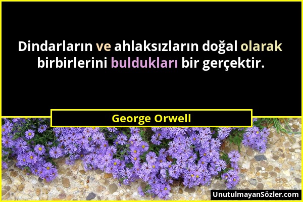 George Orwell - Dindarların ve ahlaksızların doğal olarak birbirlerini buldukları bir gerçektir....