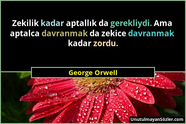 George Orwell - Zekilik kadar aptallık da gerekliydi. Ama aptalca davranmak da zekice davranmak kadar zordu....